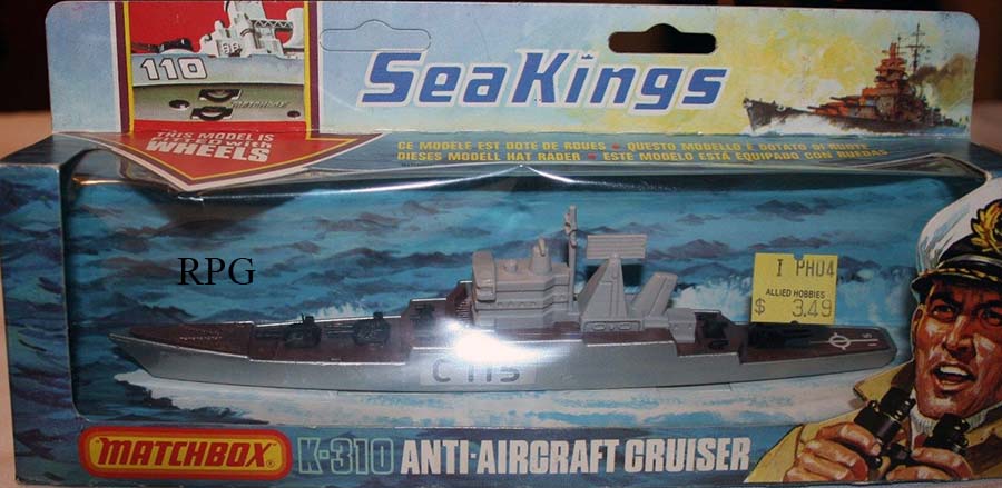 Matchbox Sea Kings K-308 – Guided Missile Destroyer – Bateau Bleu/gris Boîte